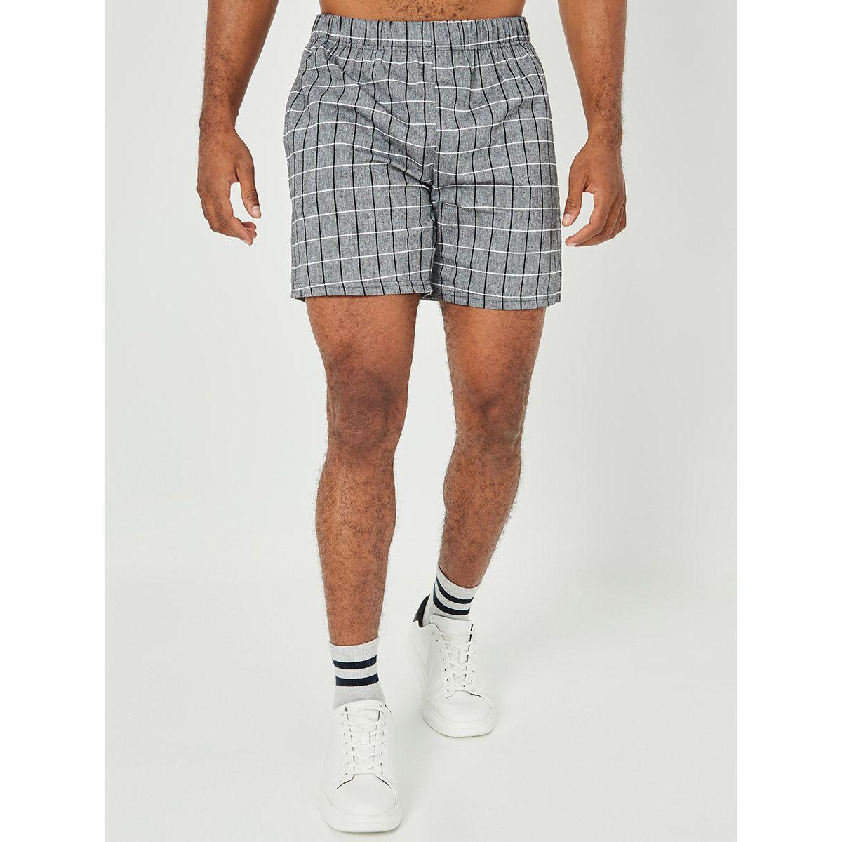 Styli Cotton Grid Checked Button Through Shirt and Shorts Set-men-clothing-nightwear-sets-image-11