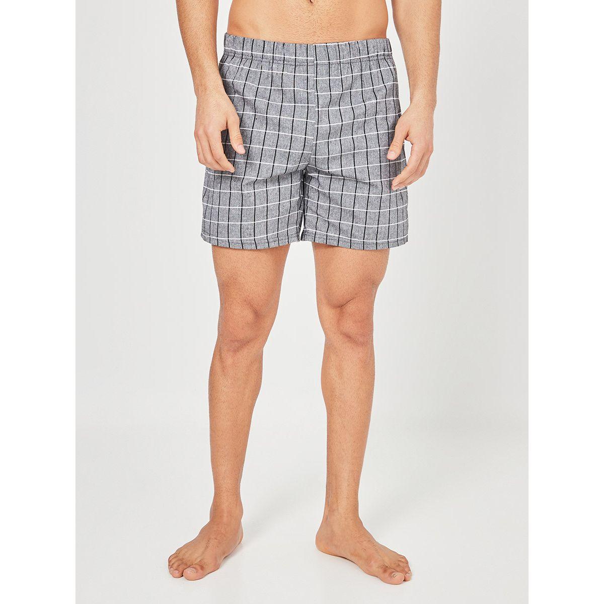 Styli Cotton Grid Checked Button Through Shirt and Shorts Set-men-clothing-nightwear-sets-image-8