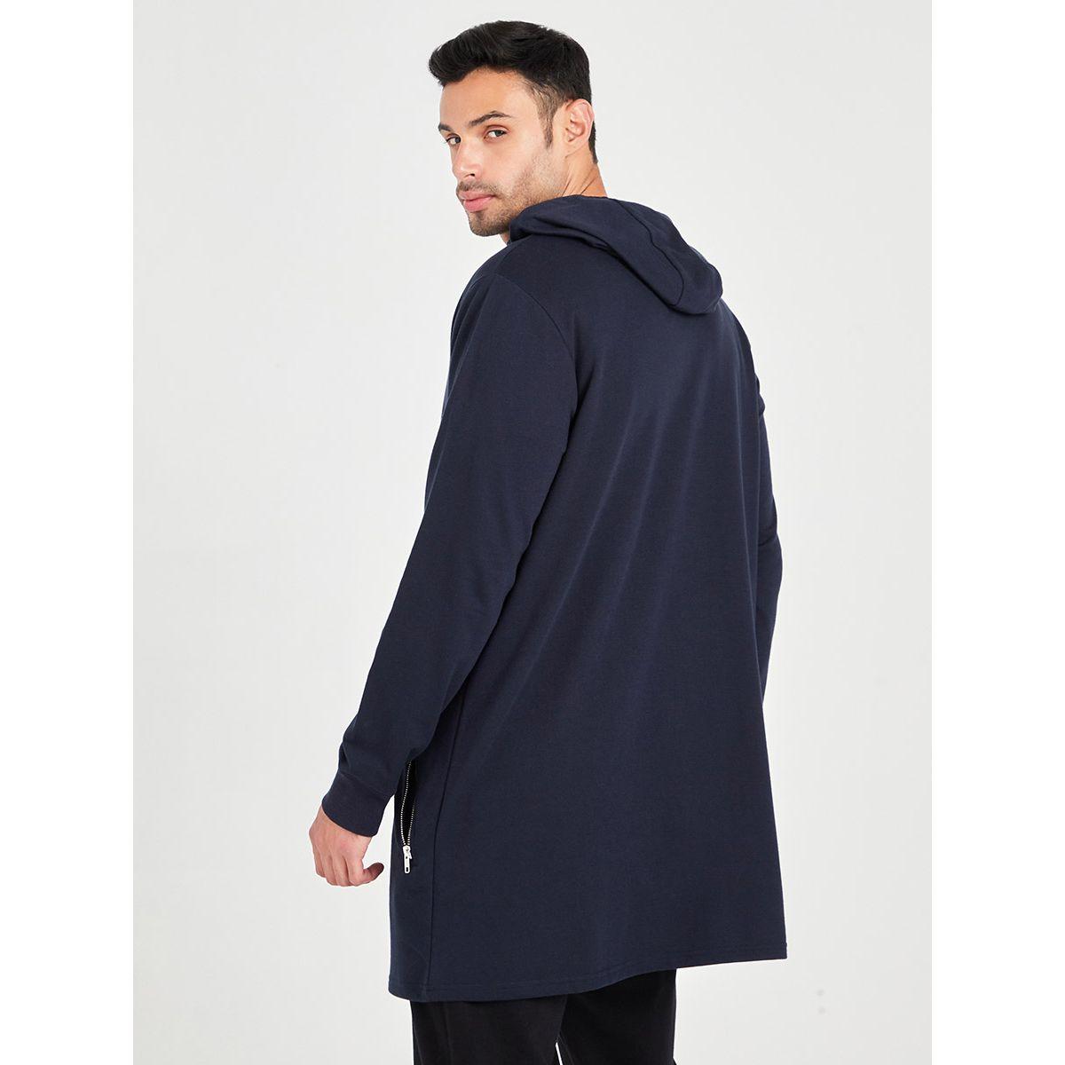 Styli Solid Longline Hoodie with Full Zip Closure-men-winterwear-hoodiesandsweatshirts-image-5