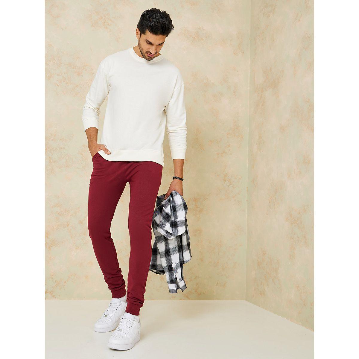 Styli Ribbed French Terry Skinny Fit Joggers-men-clothing-bottoms-joggers-image-1