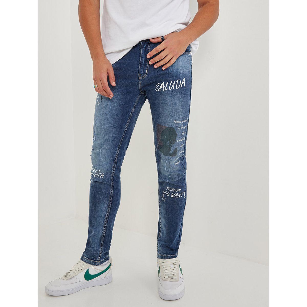 Styli Spray Patch Skinny Fit Jeans and Text Detail-men-clothing-bottoms-jeans-image-1