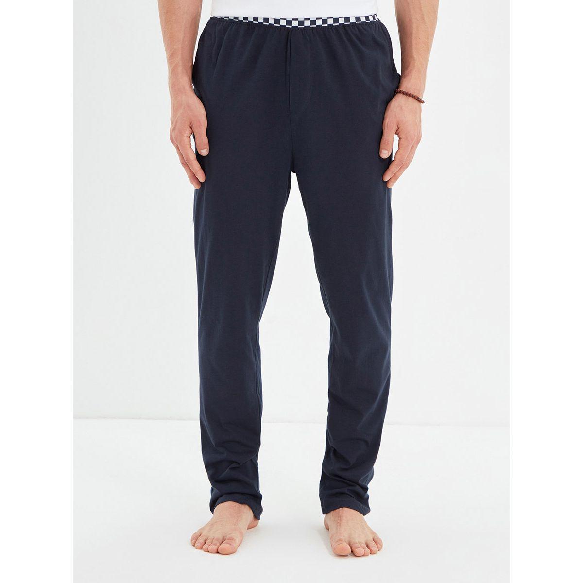 Trendyol Regular Fit Knitted Cuffed Pyjama with Checked Waistband-men-clothing-nightwear-pyjamaandshorts-image-1