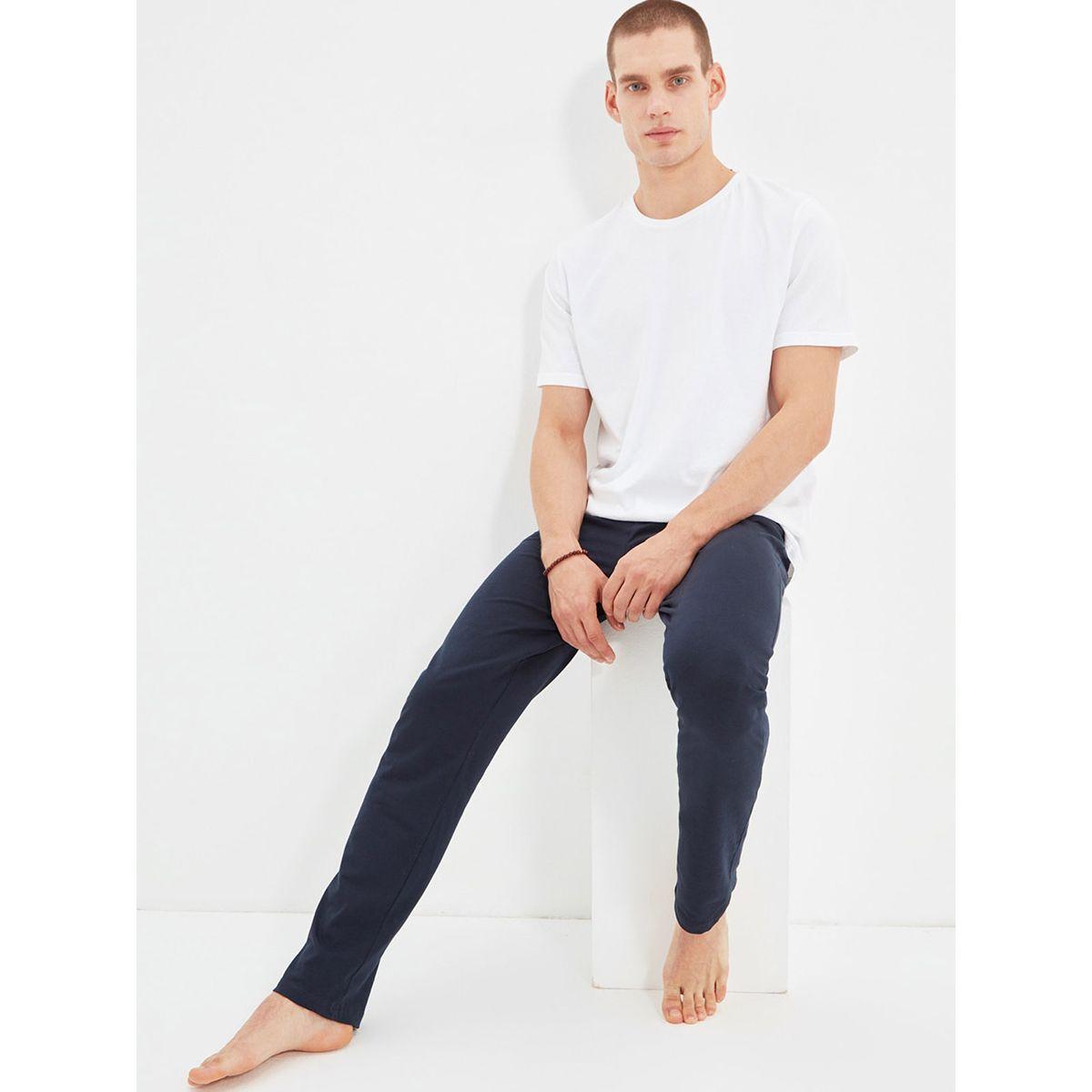 Trendyol Regular Fit Knitted Cuffed Pyjama with Checked Waistband-men-clothing-nightwear-pyjamaandshorts-image-5