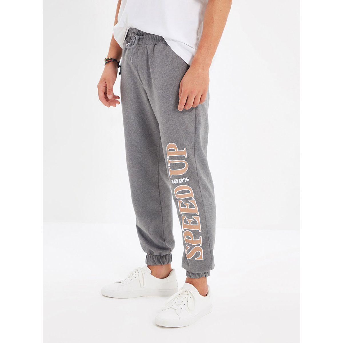 Trendyol Slogan Print Regular Fit Sweatpants-men-clothing-bottoms-joggers-image-1