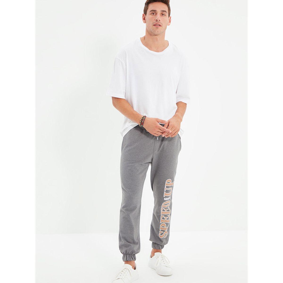 Trendyol Slogan Print Regular Fit Sweatpants-men-clothing-bottoms-joggers-image-2