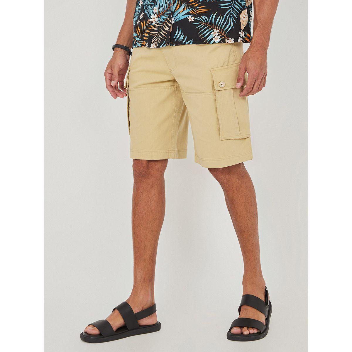 Styli Woven Cargo Shorts with Constructed Waistband Detail-men-clothing-bottoms-shorts-image-1