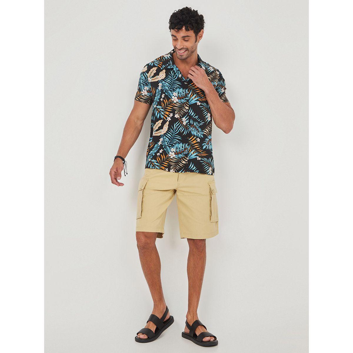Styli Woven Cargo Shorts with Constructed Waistband Detail-men-clothing-bottoms-shorts-image-2