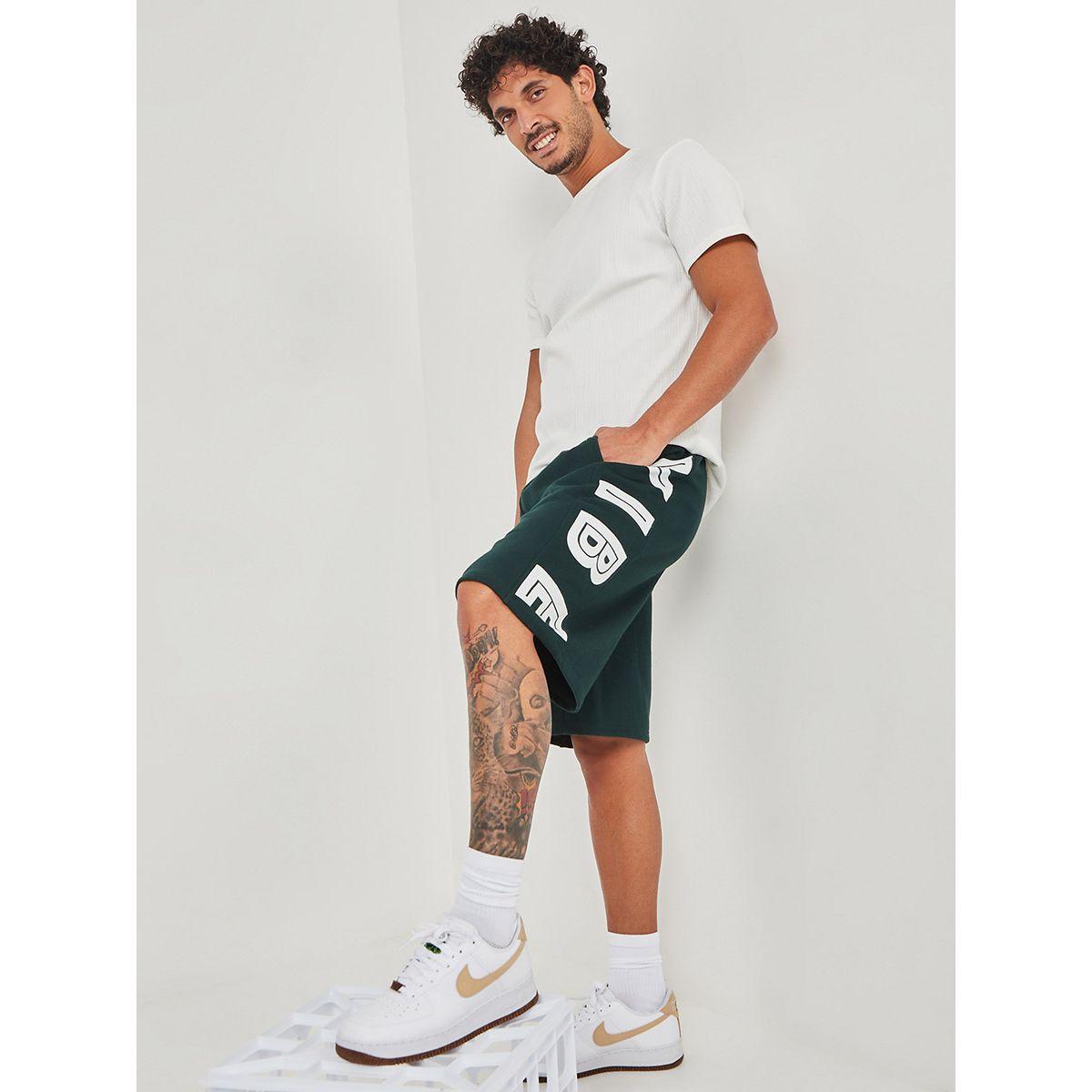 Styli Bold Text Side Print Oversize Terry Short-men-clothing-bottoms-shorts-image-1
