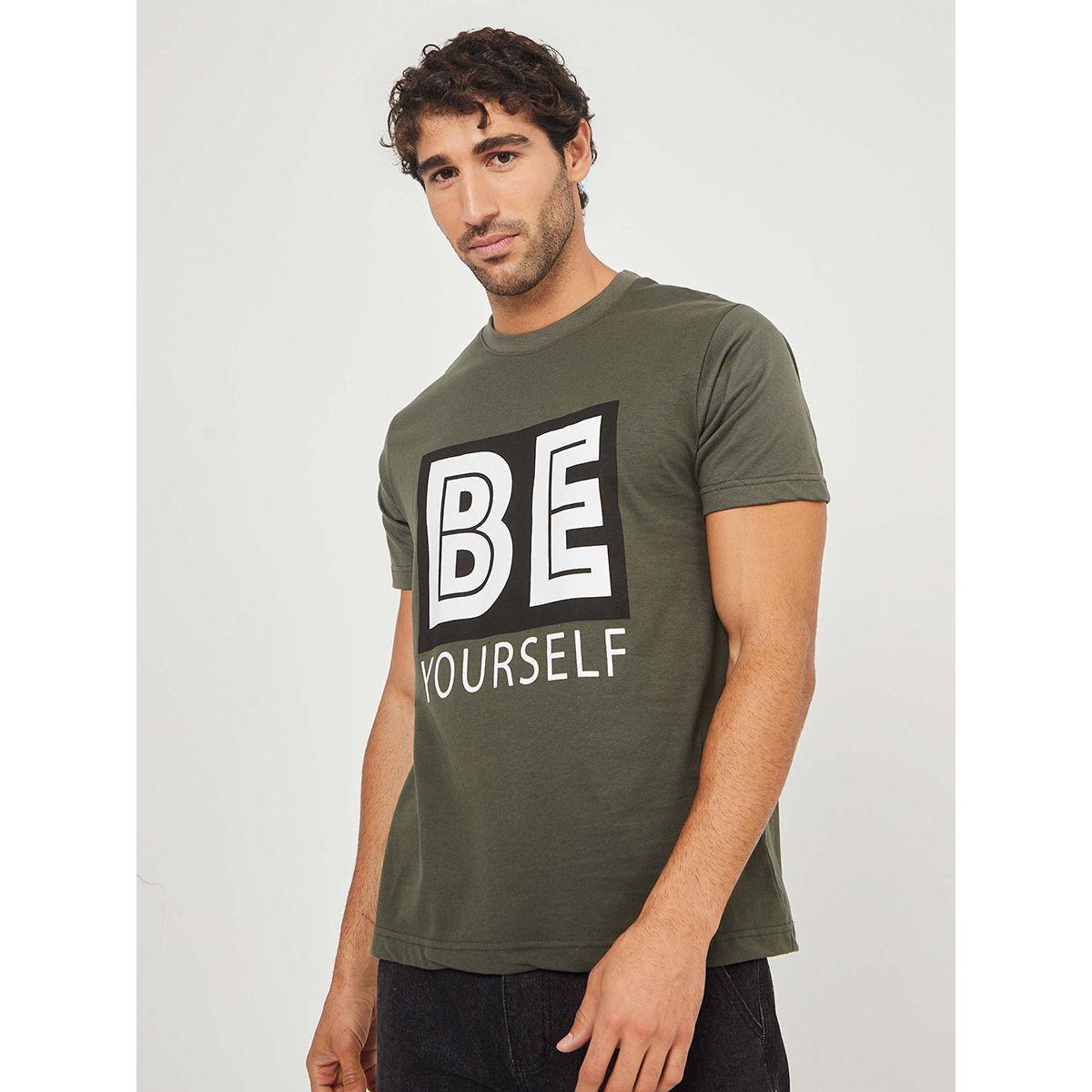 Styli Be Yourself Slogan Print Regular Fit T-shirt-men-clothing-tshirtsandpolos-tshirts-image-1