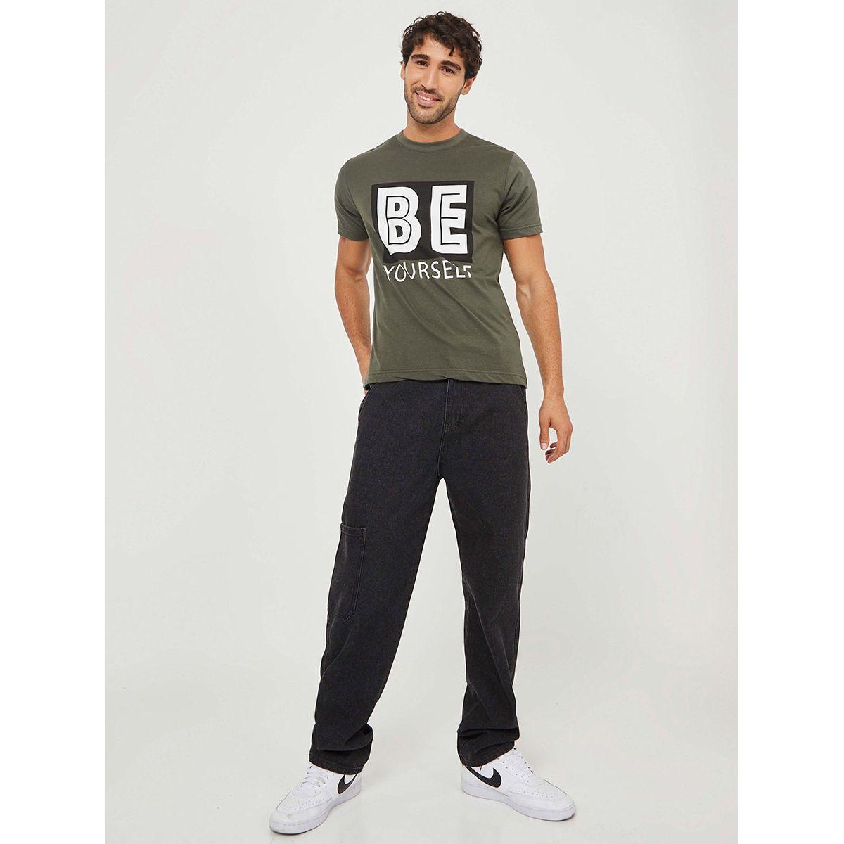 Styli Be Yourself Slogan Print Regular Fit T-shirt-men-clothing-tshirtsandpolos-tshirts-image-2
