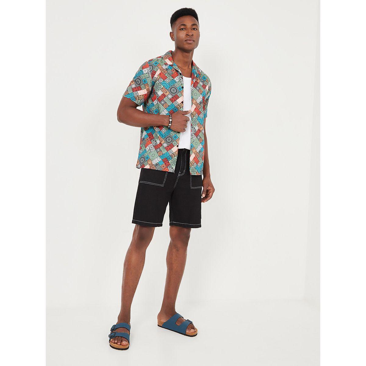 Styli All Over Print Revere Collar Button Through Shirt-men-clothing-shirts-image-2
