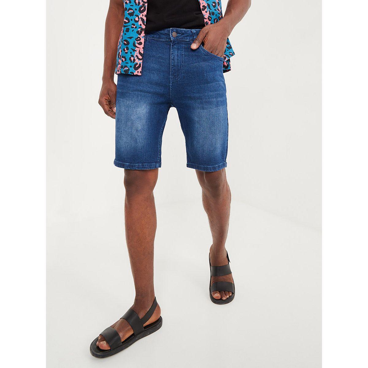 Styli Fold-Up Hem Scoop Pocket Slim Fit Denim Shorts-men-clothing-bottoms-shorts-image-1
