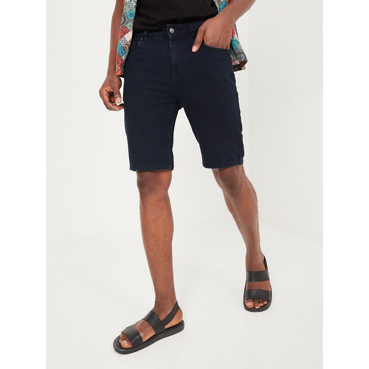 Styli Fold-Up Hem Scoop Pocket Slim Fit Denim Shorts-men-clothing-bottoms-shorts-image-1