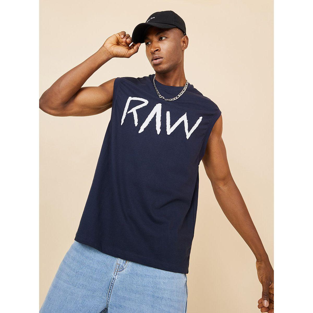 Styli Raw Slogan Print Cotton Oversized Tank-men-clothing-tshirtsandpolos-tshirts-image-1