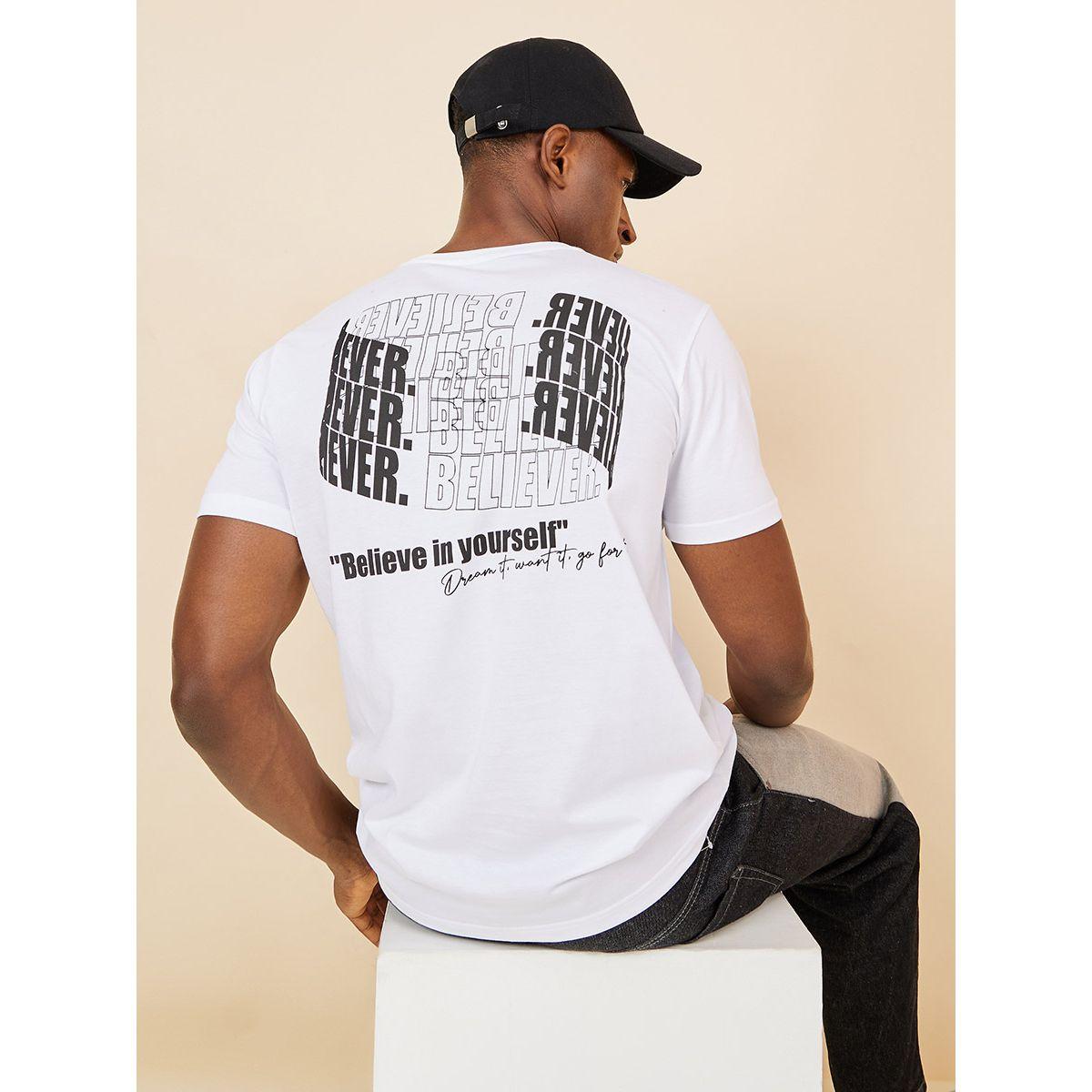 Styli Believe In Yourself Slogan Print Regular Fit T-shirt-men-clothing-tshirtsandpolos-tshirts-image-3