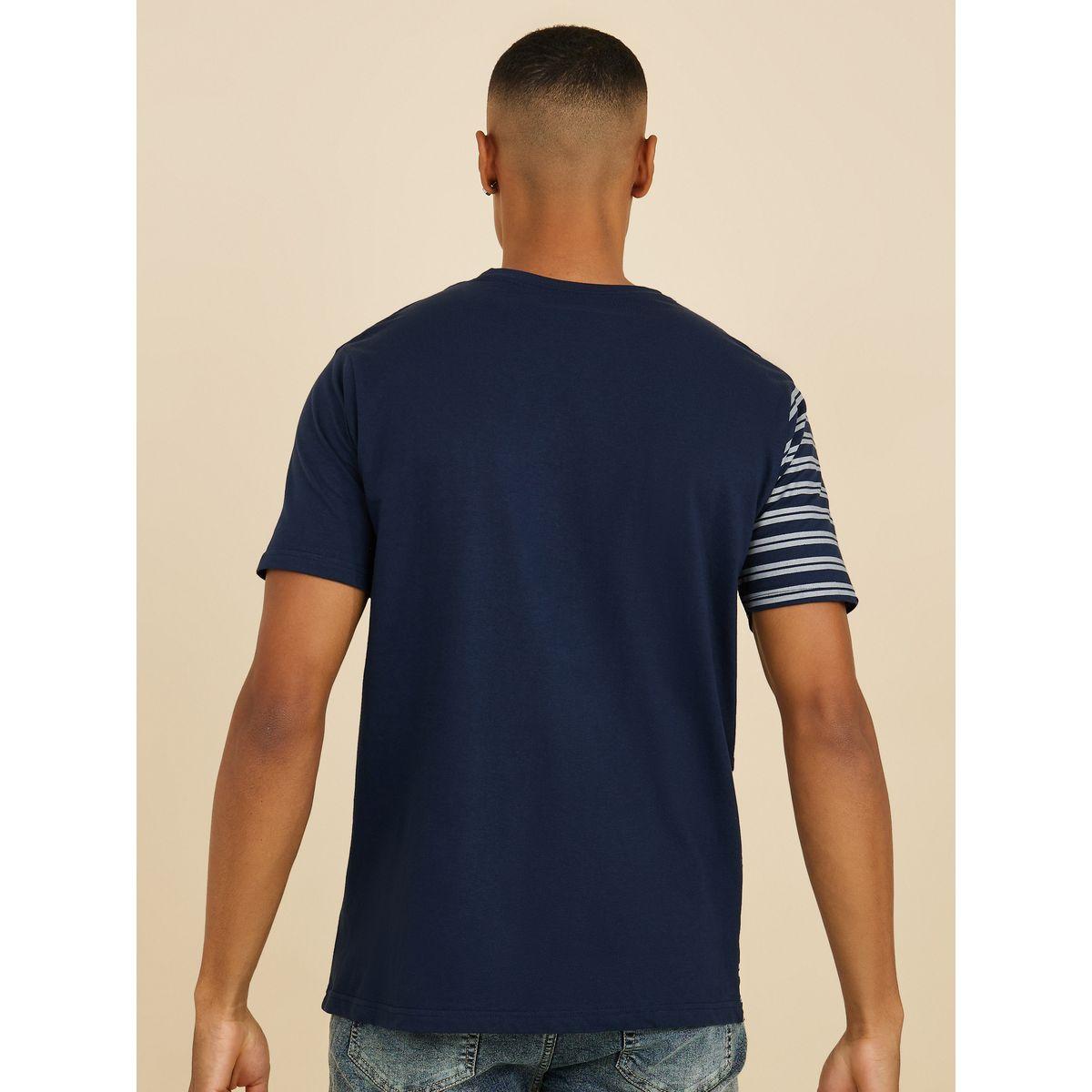 Styli Half and Half Striped Cotton Regular Fit T-shirt-men-clothing-tshirtsandpolos-tshirts-image-4