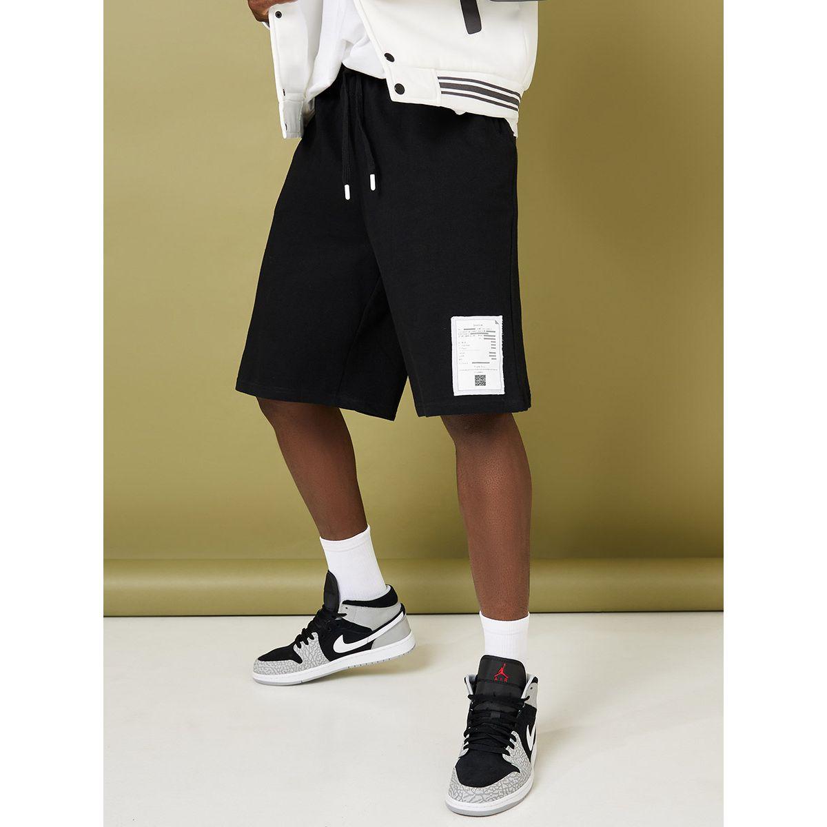 Styli Woven Print Patch Detail Oversized Shorts-men-clothing-bottoms-shorts-image-1