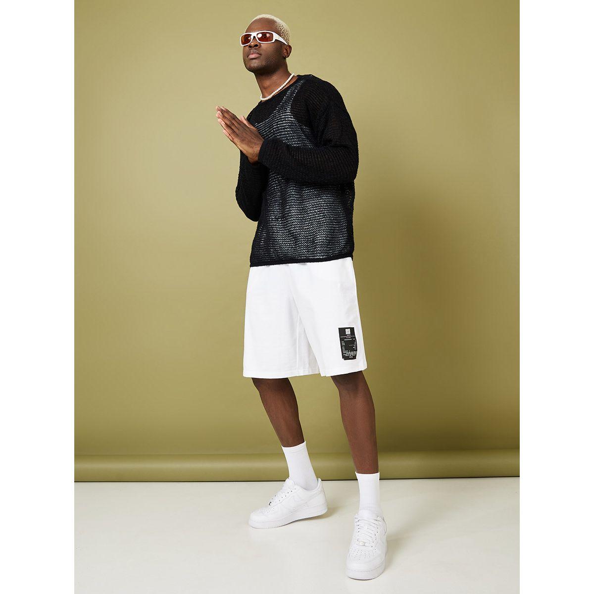 Styli Woven Print Patch Detail Oversized Shorts-men-clothing-bottoms-shorts-image-2