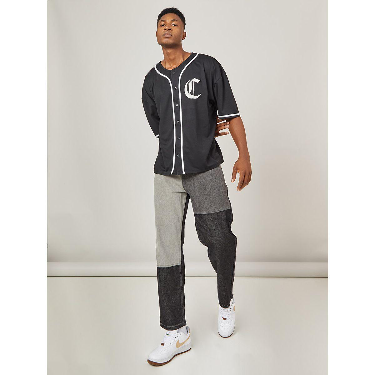 Styli Contrast Trim Printed Baseball Collar T-shirt with Front Button-men-clothing-tshirtsandpolos-tshirts-image-2