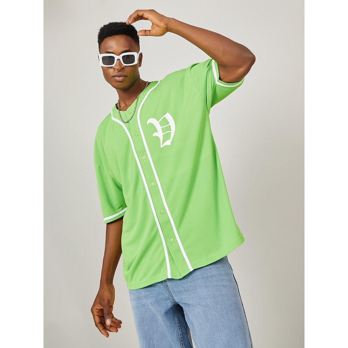 Styli Contrast Trim Printed Baseball Collar T-shirt with Front Button-men-clothing-tshirtsandpolos-tshirts-image-1