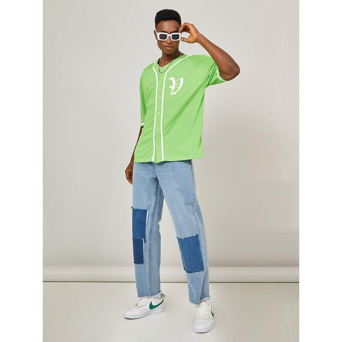 Styli Contrast Trim Printed Baseball Collar T-shirt with Front Button-men-clothing-tshirtsandpolos-tshirts-image-2