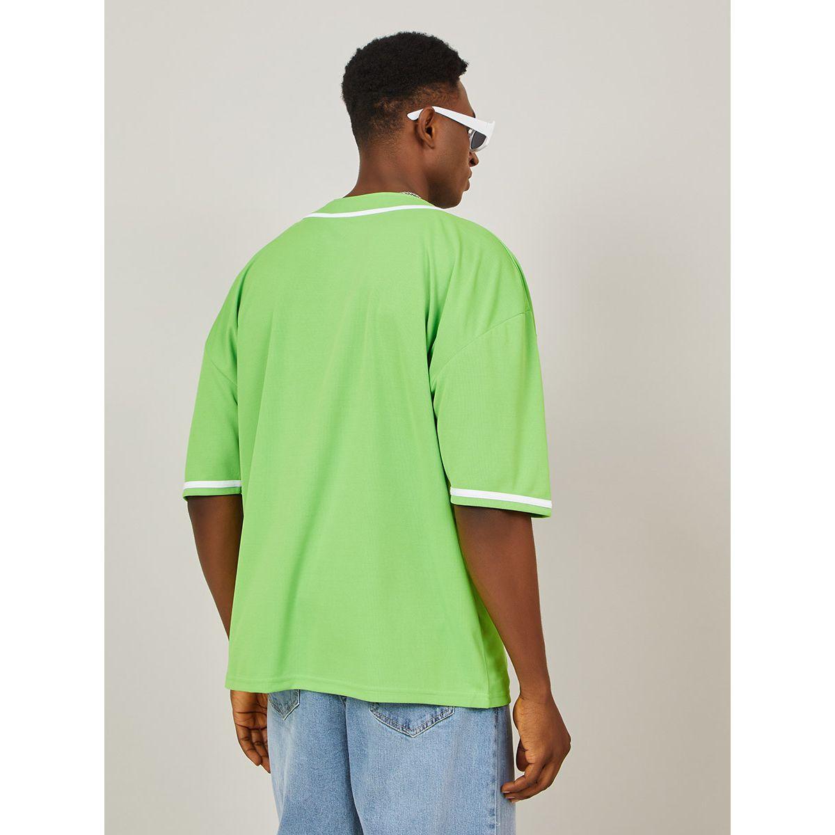 Styli Contrast Trim Printed Baseball Collar T-shirt with Front Button-men-clothing-tshirtsandpolos-tshirts-image-4