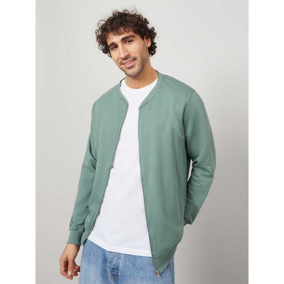 Styli Front Zip Detail Regular Fit Bomber Sweatshirt-men-winterwear-hoodiesandsweatshirts-image-1
