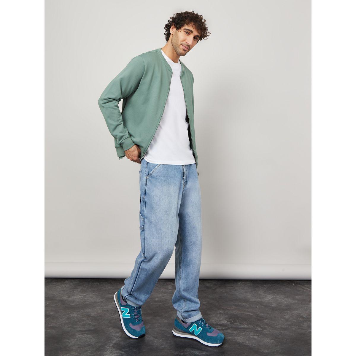 Styli Front Zip Detail Regular Fit Bomber Sweatshirt-men-winterwear-hoodiesandsweatshirts-image-2