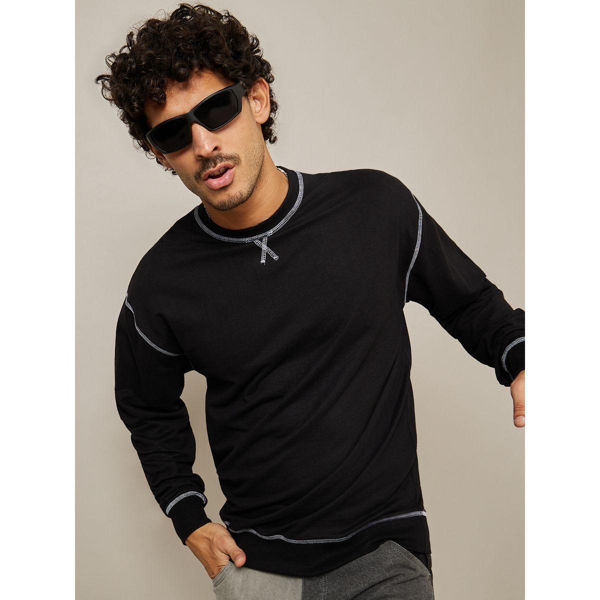Styli Contrast Stitched Detail Regular Fit Sweatshirt-men-winterwear-hoodiesandsweatshirts-image-1