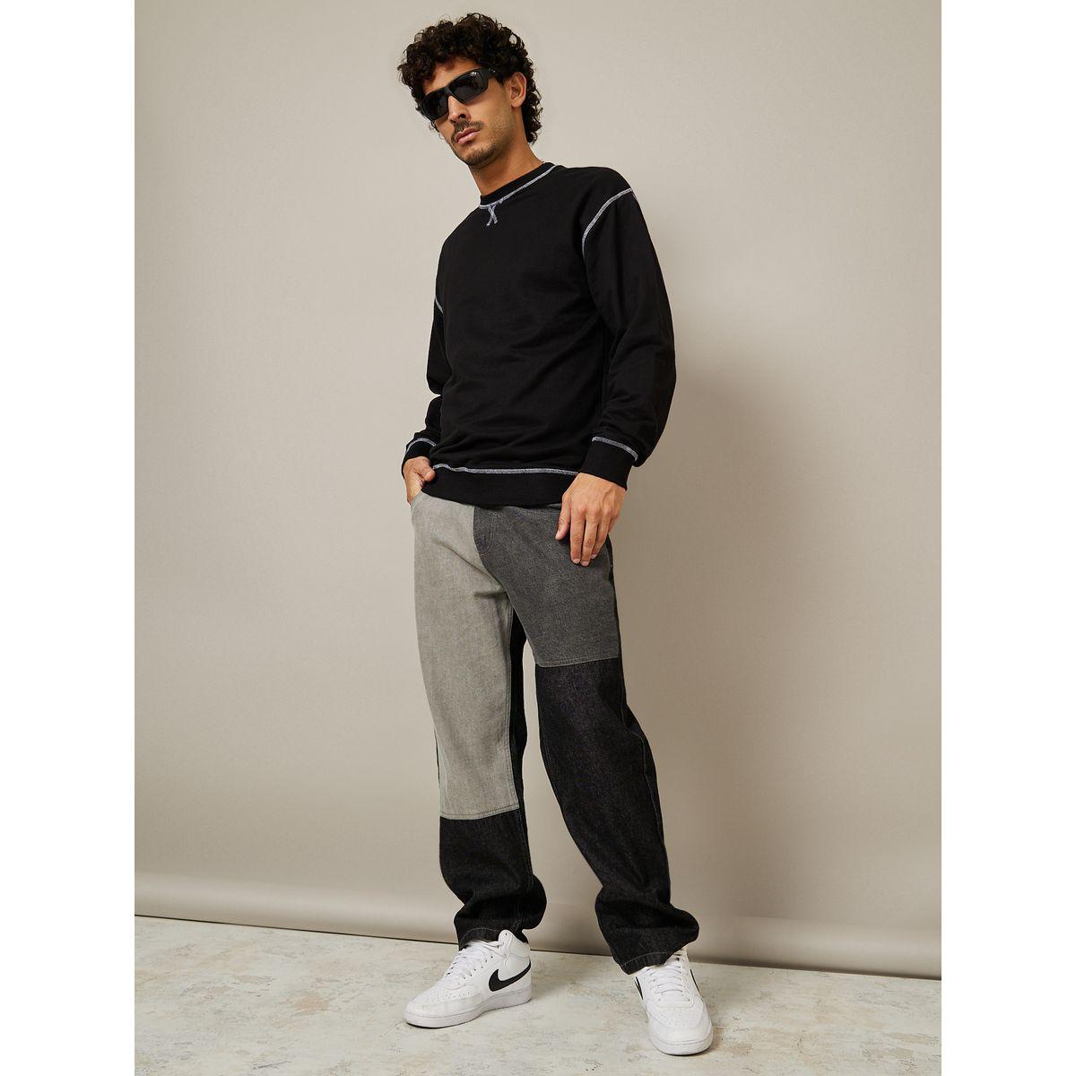 Styli Contrast Stitched Detail Regular Fit Sweatshirt-men-winterwear-hoodiesandsweatshirts-image-2