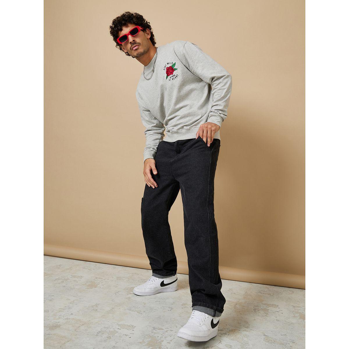Styli Embroidery Chest Motif Regular Fit Sweatshirt-men-winterwear-hoodiesandsweatshirts-image-2