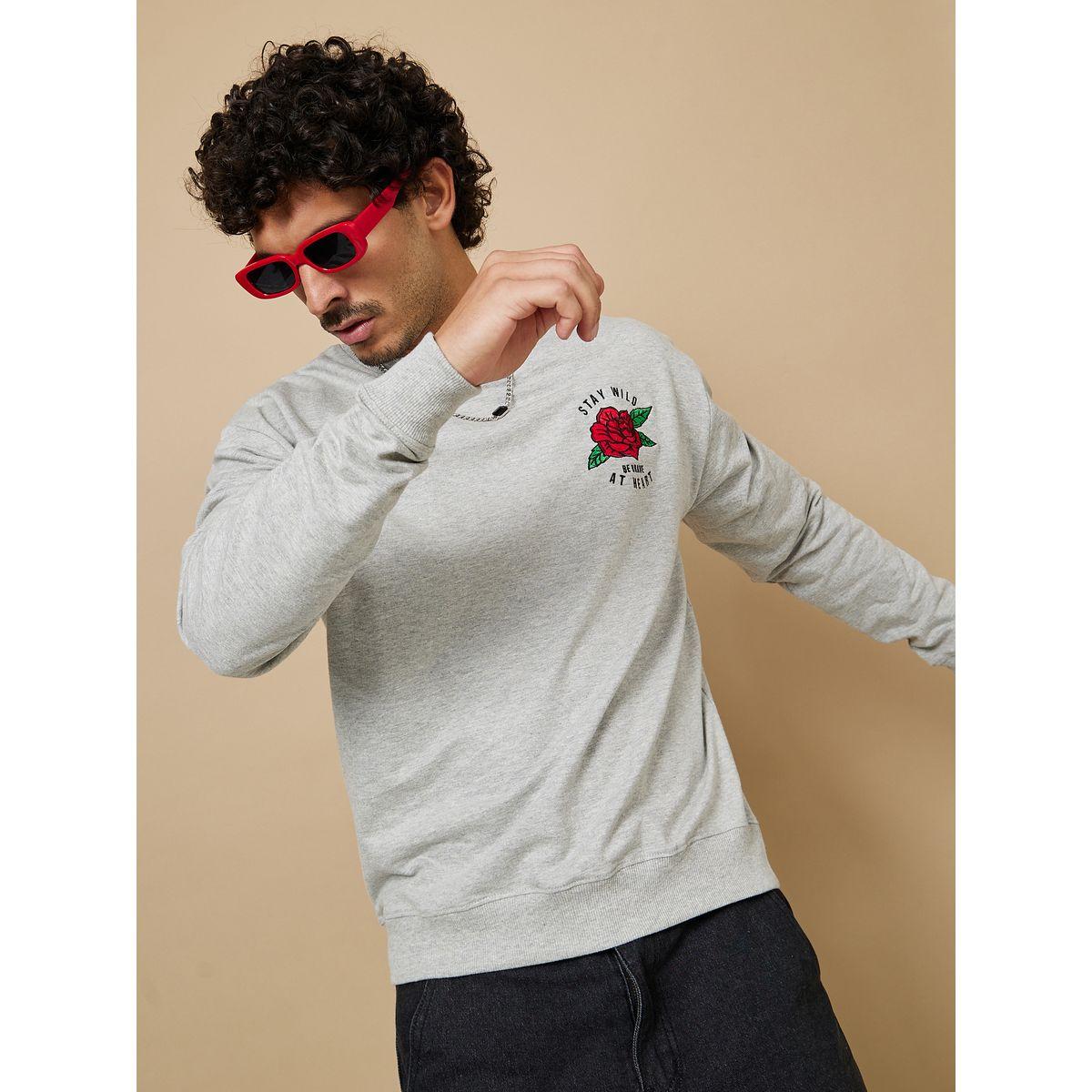 Styli Embroidery Chest Motif Regular Fit Sweatshirt-men-winterwear-hoodiesandsweatshirts-image-3
