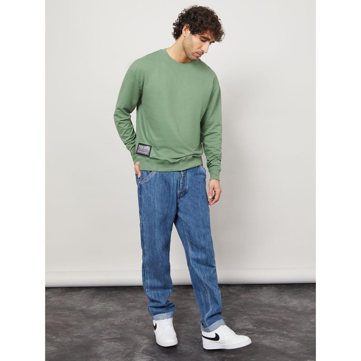 Styli Placement Print Twill Patch Detail Boxy Fit Sweatshirt-men-winterwear-hoodiesandsweatshirts-image-2