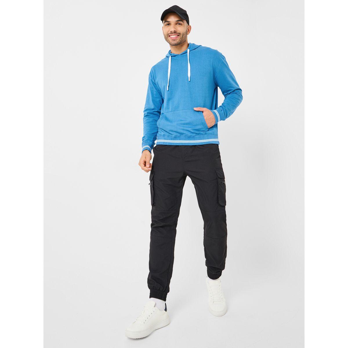 Styli Rib Tipping Detail Kangaroo Pocket Boxy Fit Hoodie-men-winterwear-hoodiesandsweatshirts-image-2
