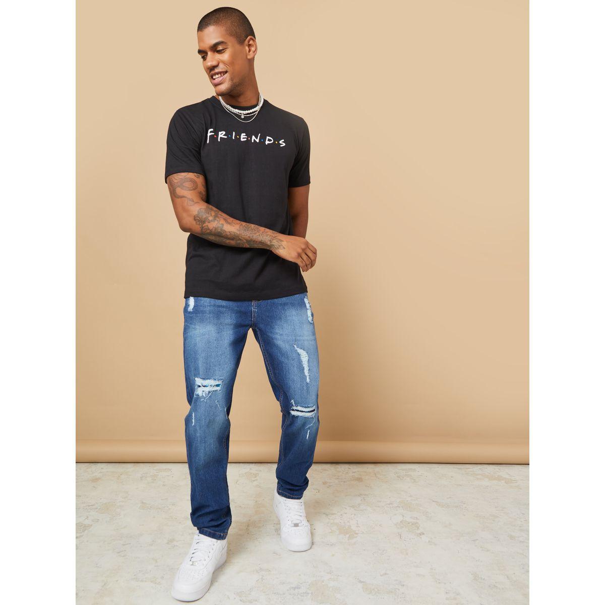Styli Distressed Regular Fit Flannel Repair Jeans-men-clothing-bottoms-jeans-image-2