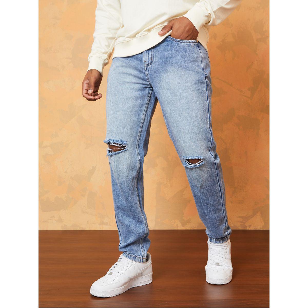 Styli Regular Fit Jeans with Knee Rip Detail-men-clothing-bottoms-jeans-image-1