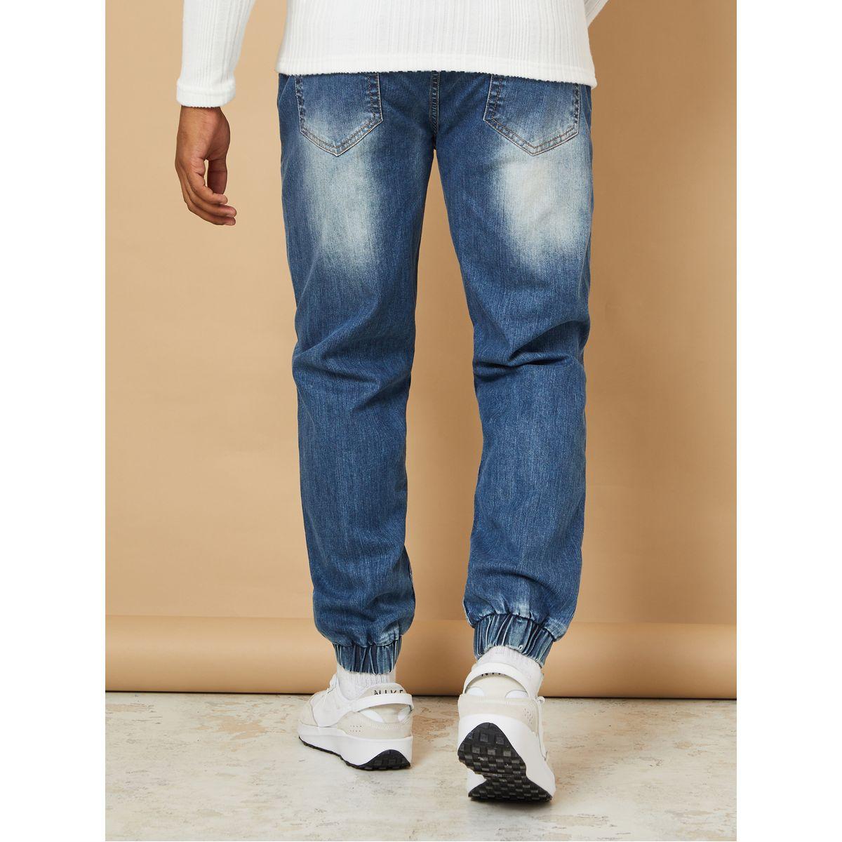 Styli Ripped Denim Jogger with Drawstring Waistband-men-clothing-bottoms-jeans-image-4