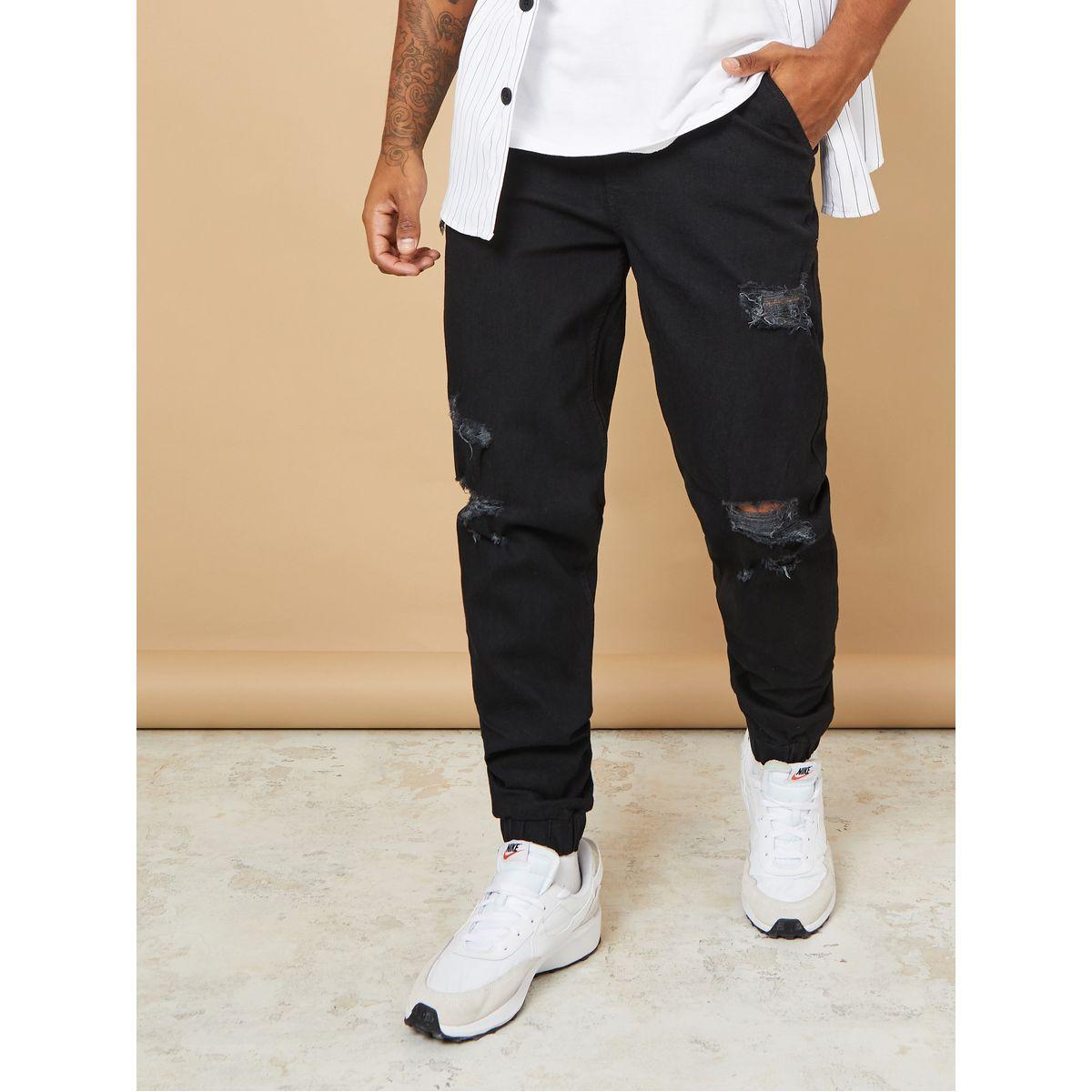 جوغر دنيم مضلع مع رباط خصر-men-clothing-bottoms-jeans-image-1