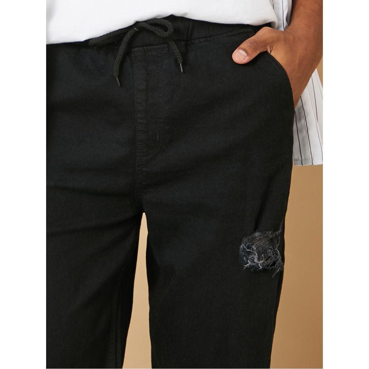 جوغر دنيم مضلع مع رباط خصر-men-clothing-bottoms-jeans-image-3
