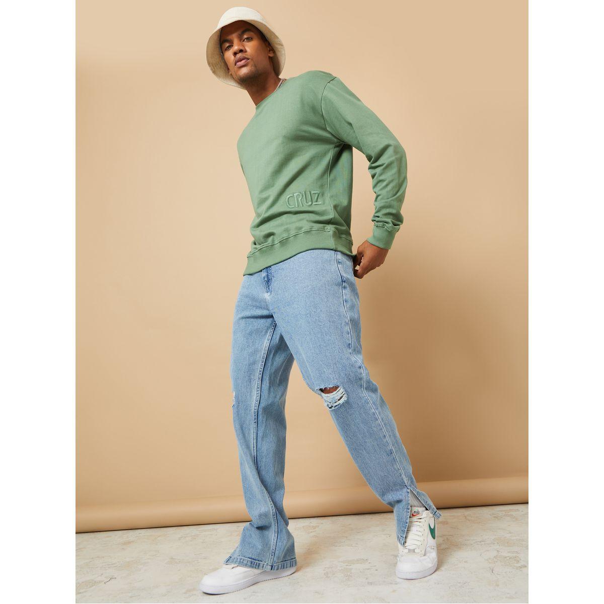 Styli Slit Hem Light Distress Regular Fit  Jeans-men-clothing-bottoms-jeans-image-1