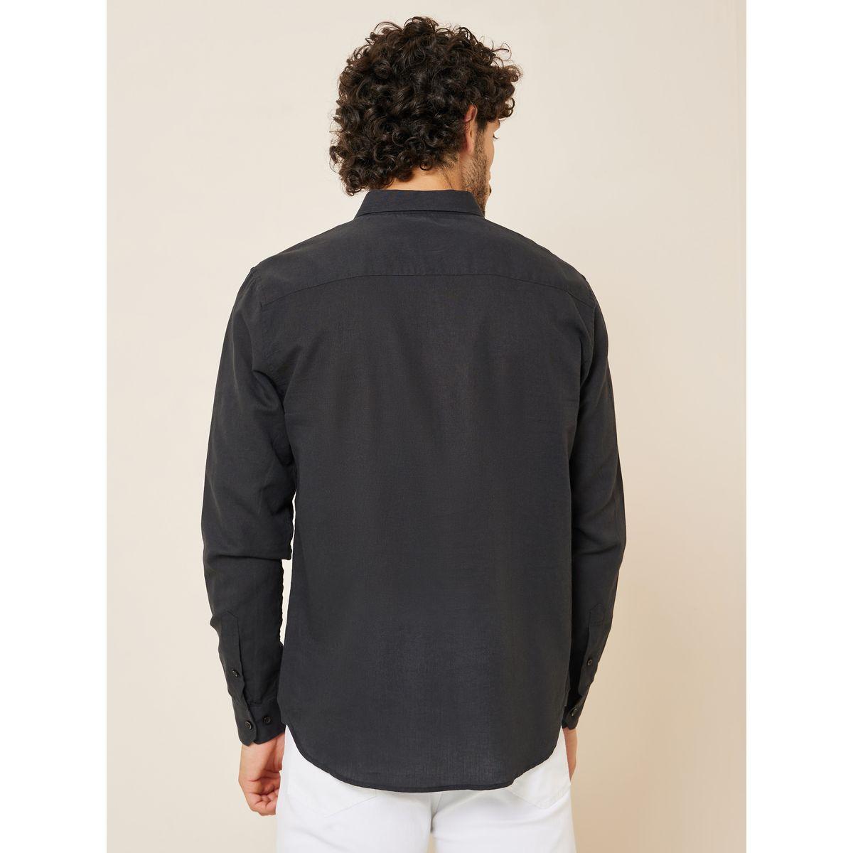 Styli Cotton Linen Relaxed Fit Shirt with Button-Down Collar-men-clothing-shirts-image-4