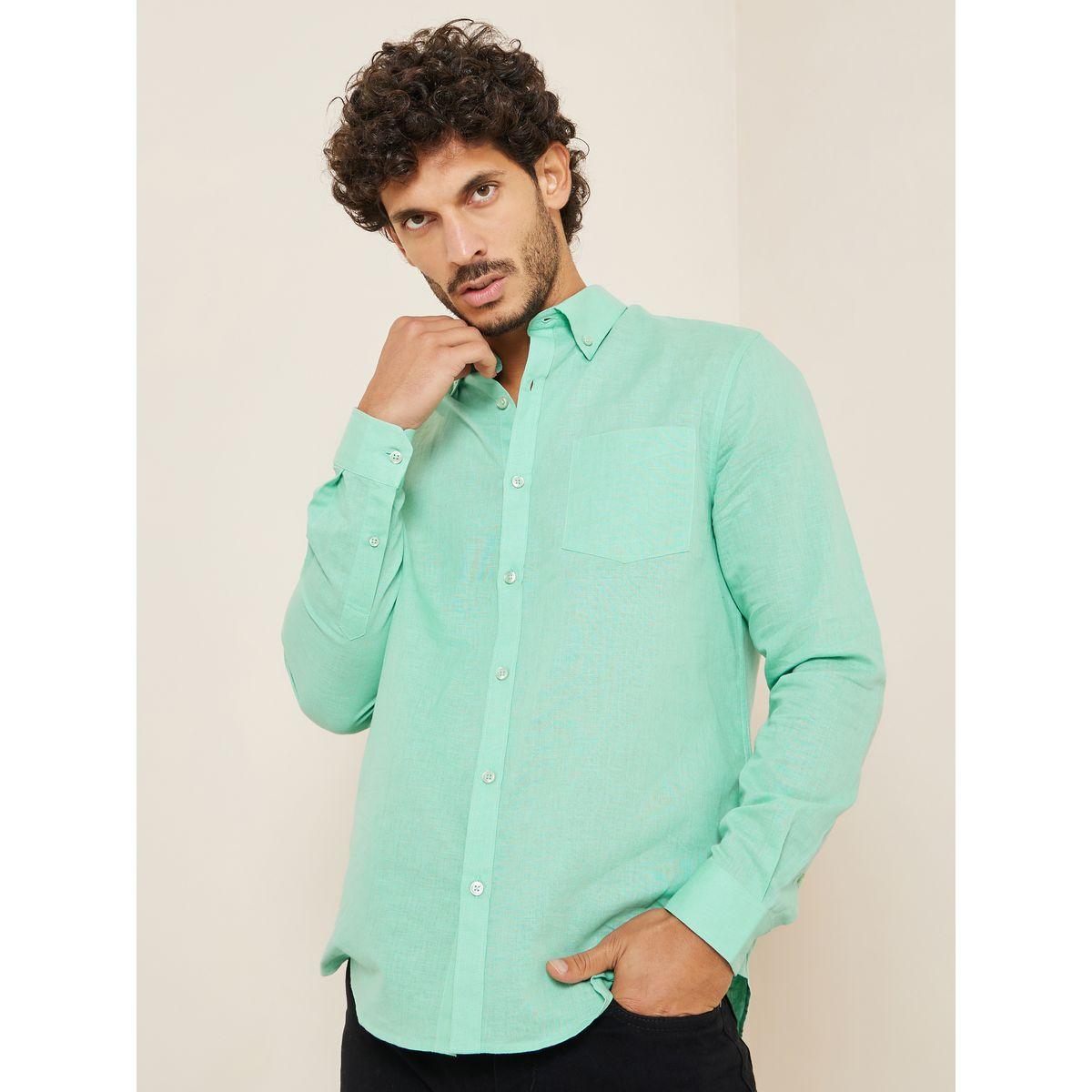 Styli Cotton Linen Relaxed Fit Shirt with Button-Down Collar-men-clothing-shirts-image-1