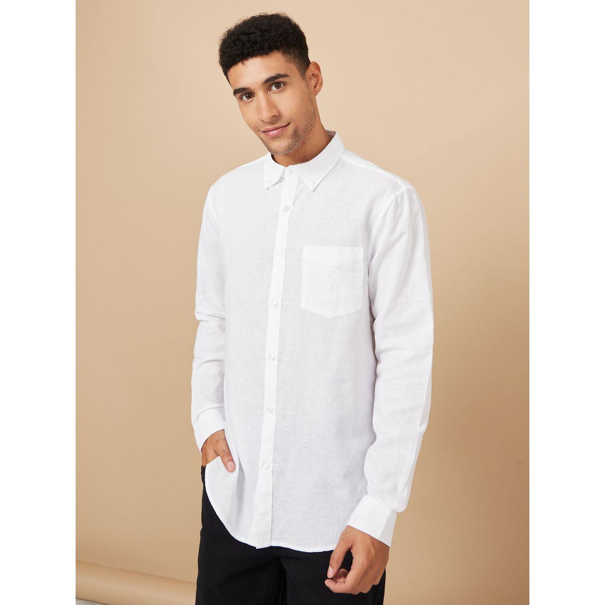 Styli Cotton Linen Relaxed Fit Shirt with Button-Down Collar-men-clothing-shirts-image-2