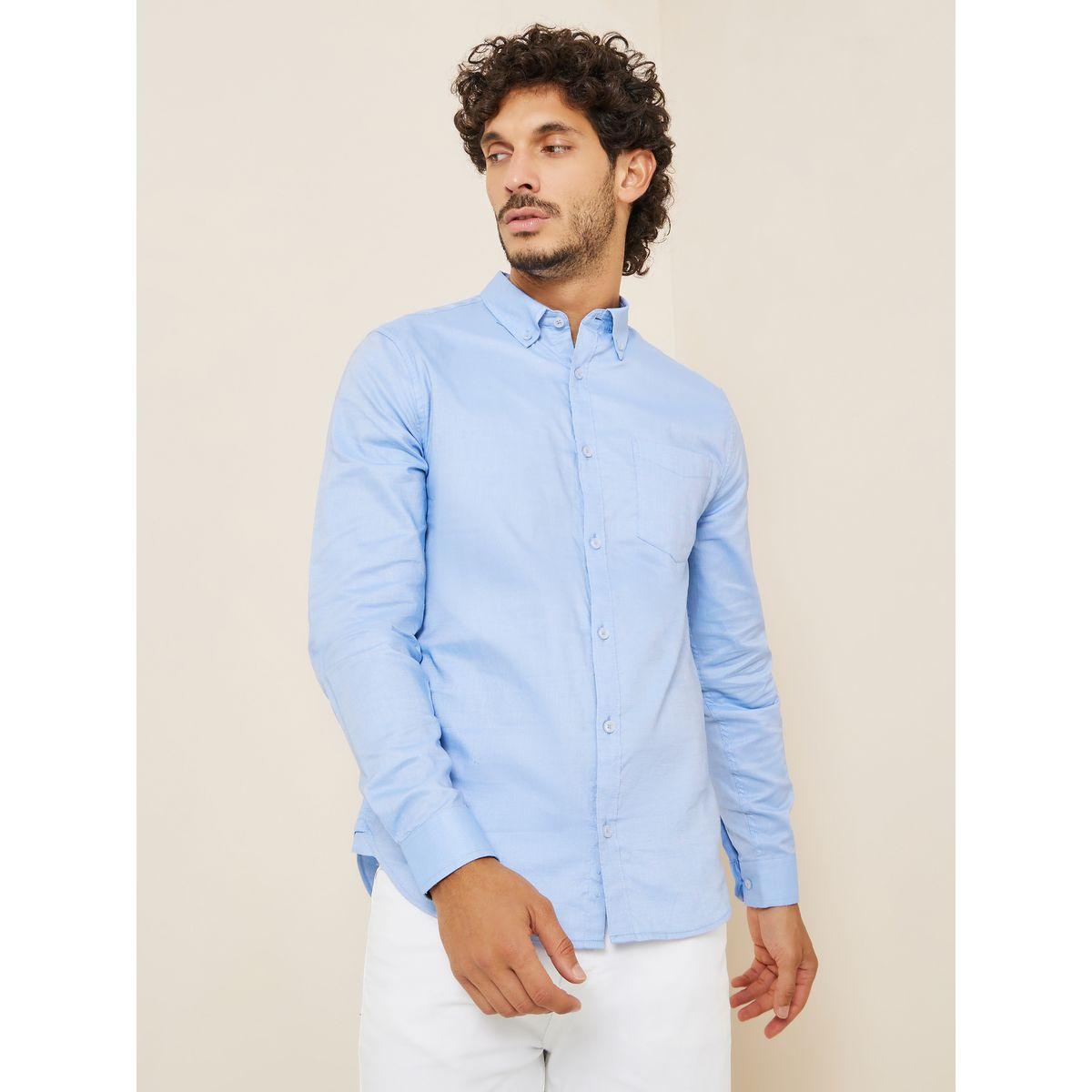 قميص بقصة سليم فت وأزرار-men-clothing-shirts-image-1