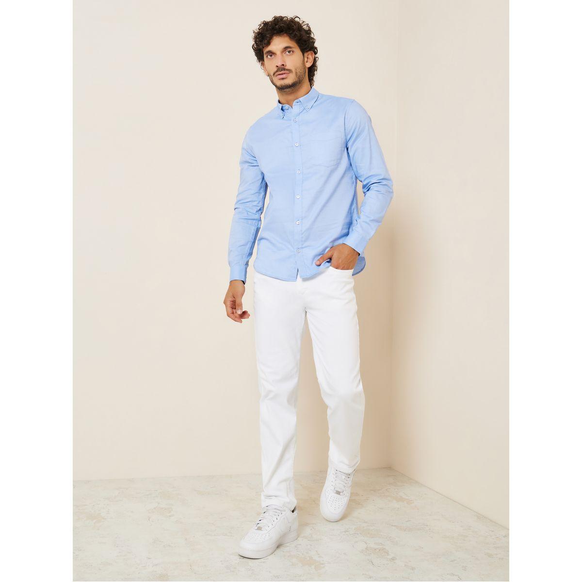 قميص بقصة سليم فت وأزرار-men-clothing-shirts-image-2