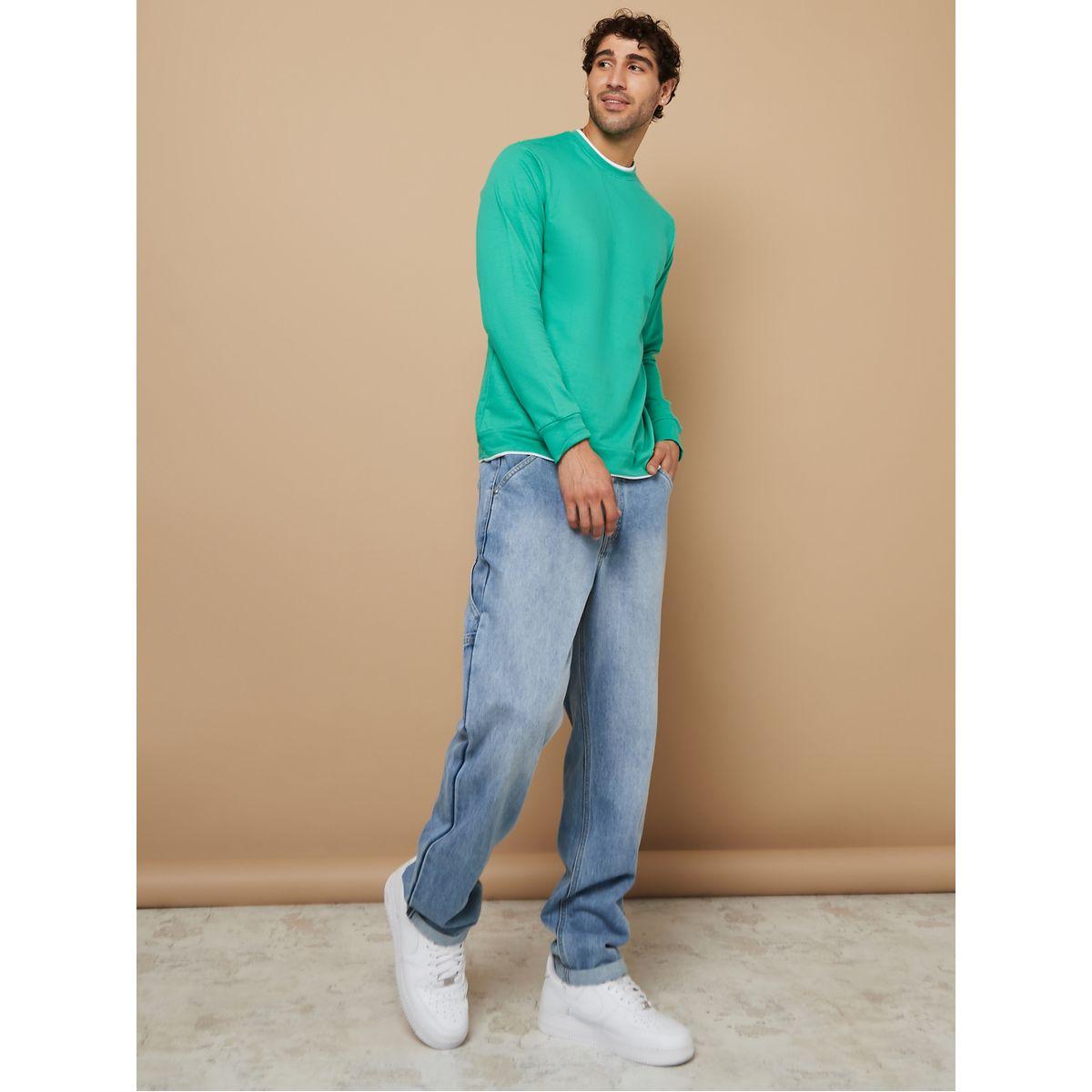 Styli Long Sleeves Contrast Neck and Hem Detail Sweatshirt-men-winterwear-hoodiesandsweatshirts-image-2