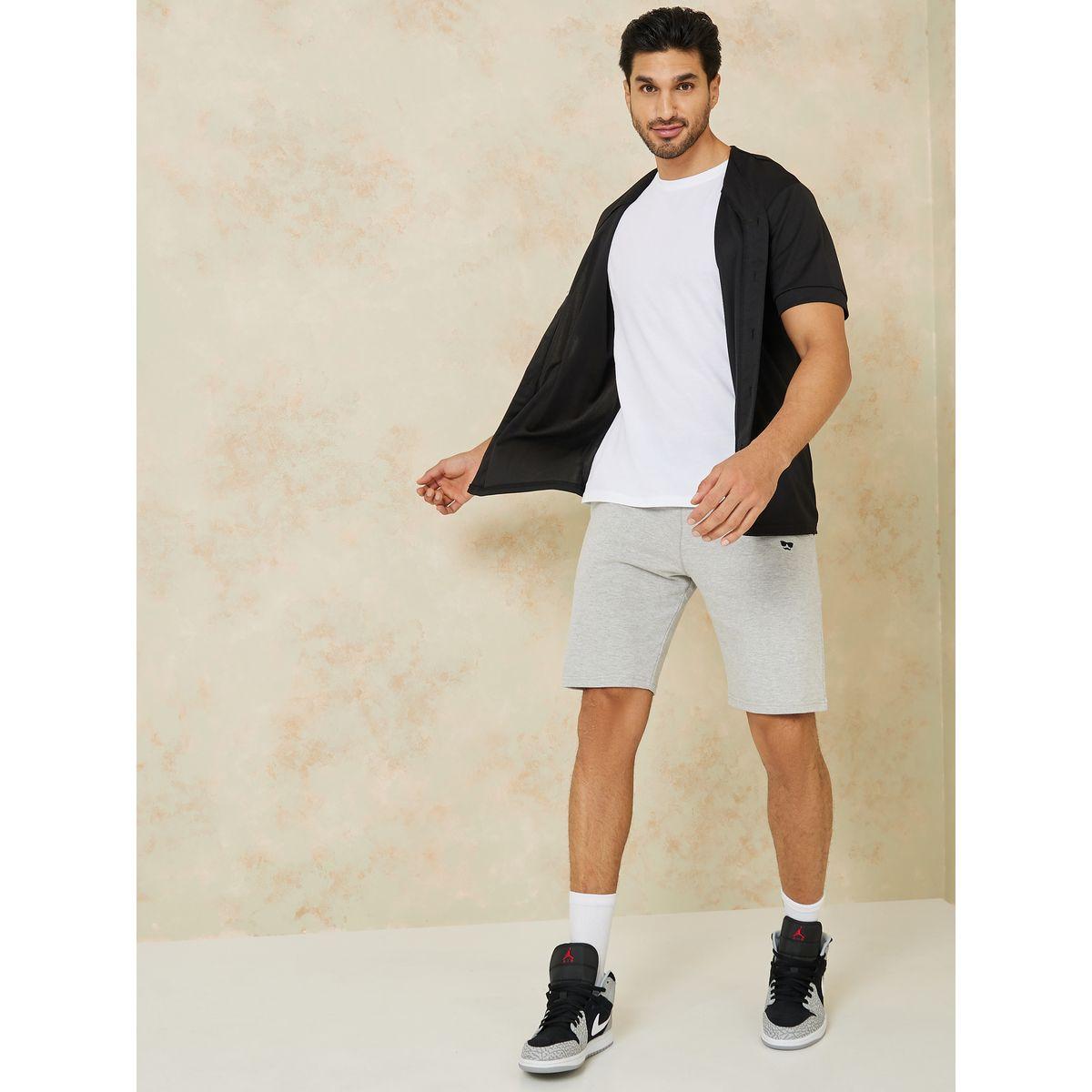 Styli Melange Knit Jersey Shorts with Contrast Waistband Detail-men-clothing-bottoms-shorts-image-2