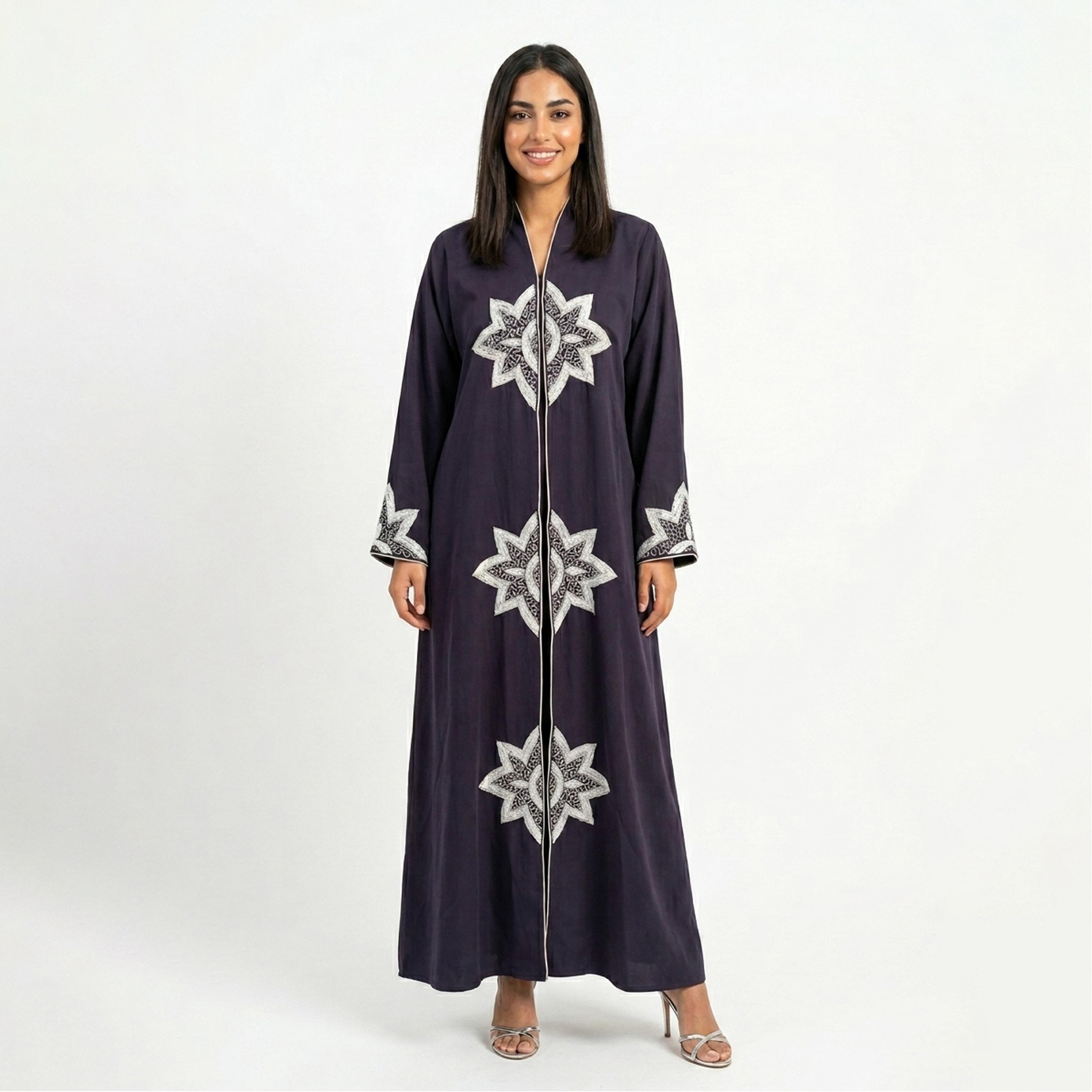 عباءة كتان مزينة بالخرز للنساء من حوراء-women-arabicclothing-abayas-image-6