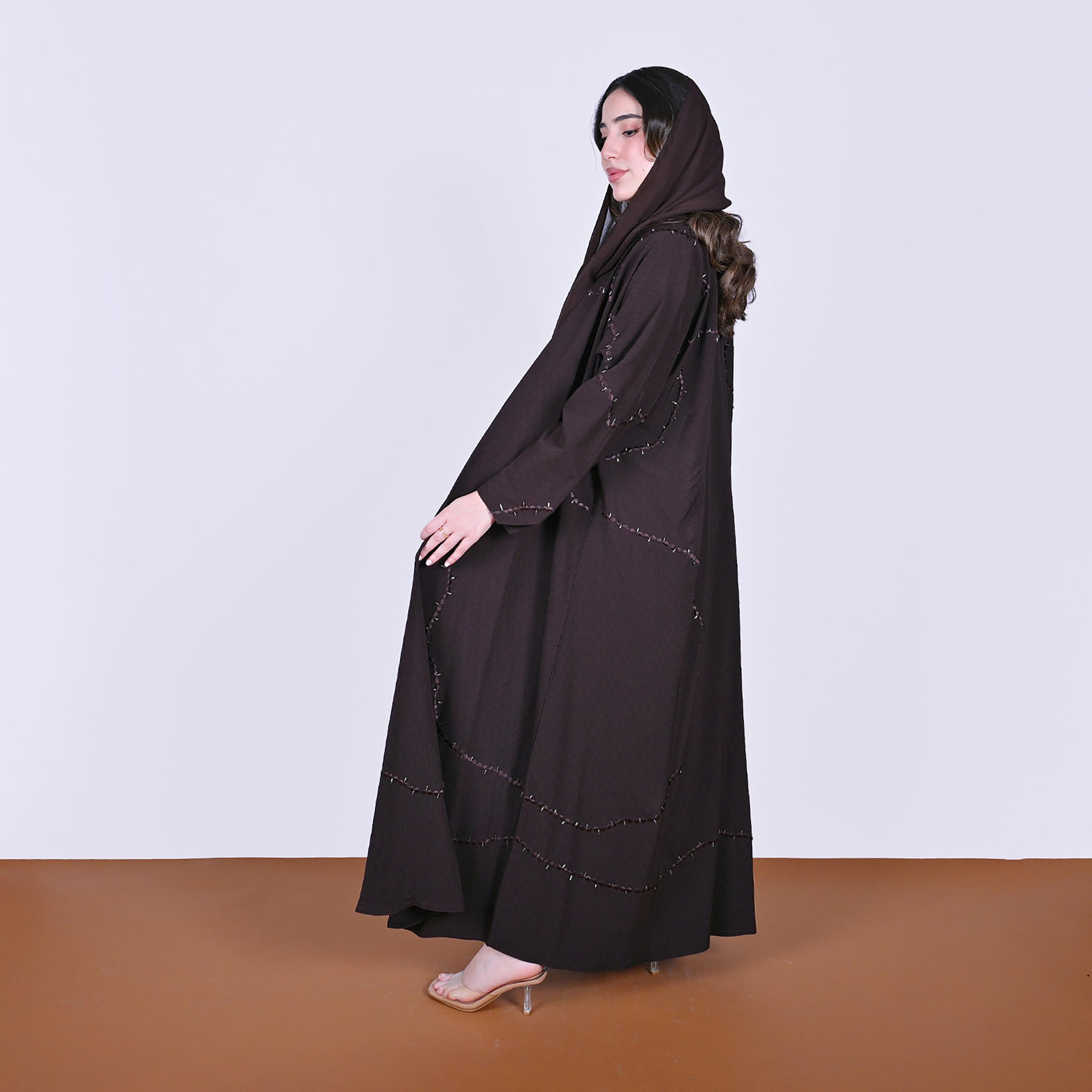 Hawraa Embroidered Linen Women's Abaya with Hijab-women-arabicclothing-abayas-image-6
