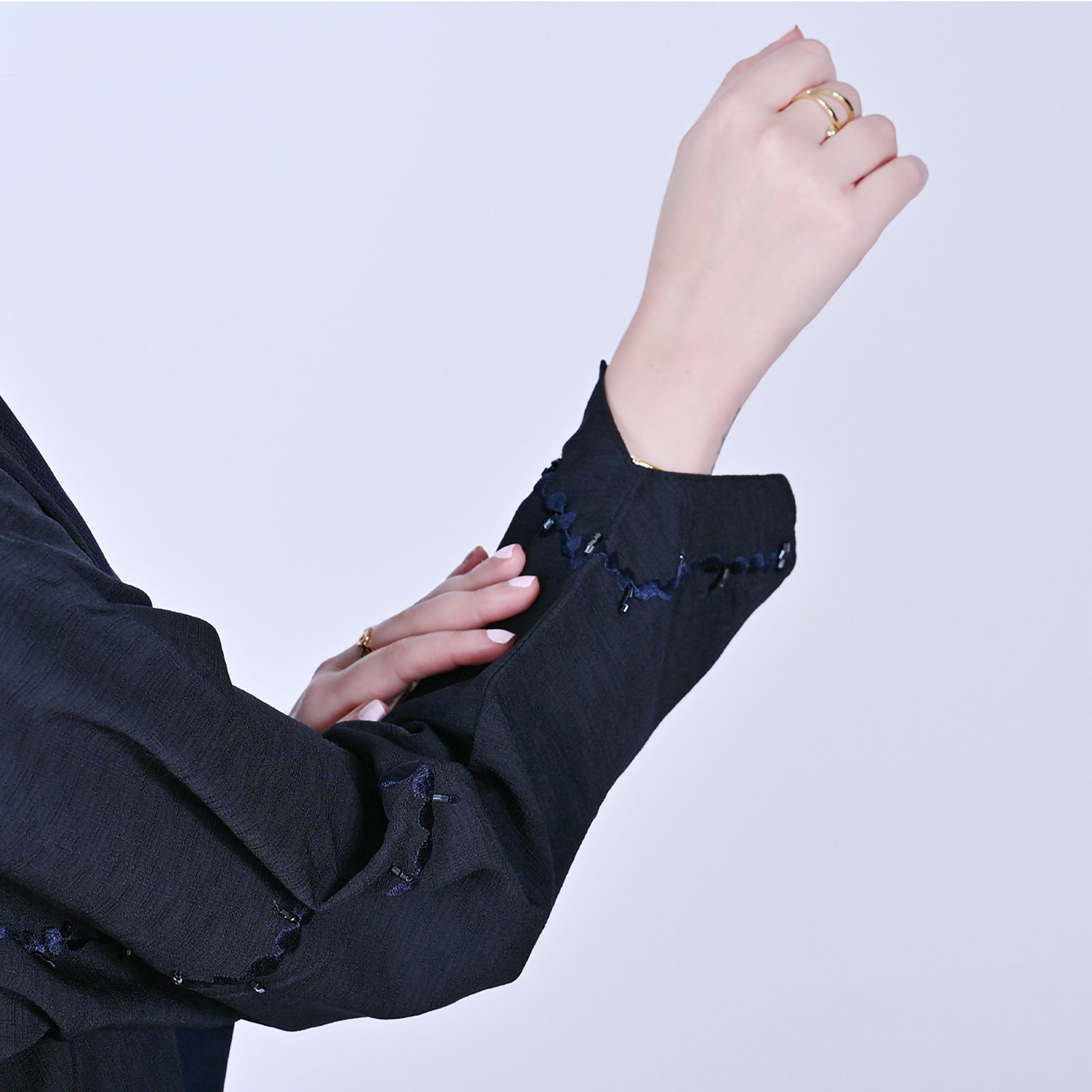 Hawraa Embroidered Linen Women's Abaya with Hijab-women-arabicclothing-abayas-image-5